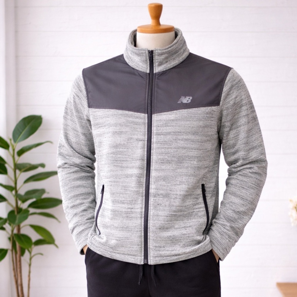 🌼 3/$15 New Balance Gray Lightweight Full Zip Jacket - Mens Large